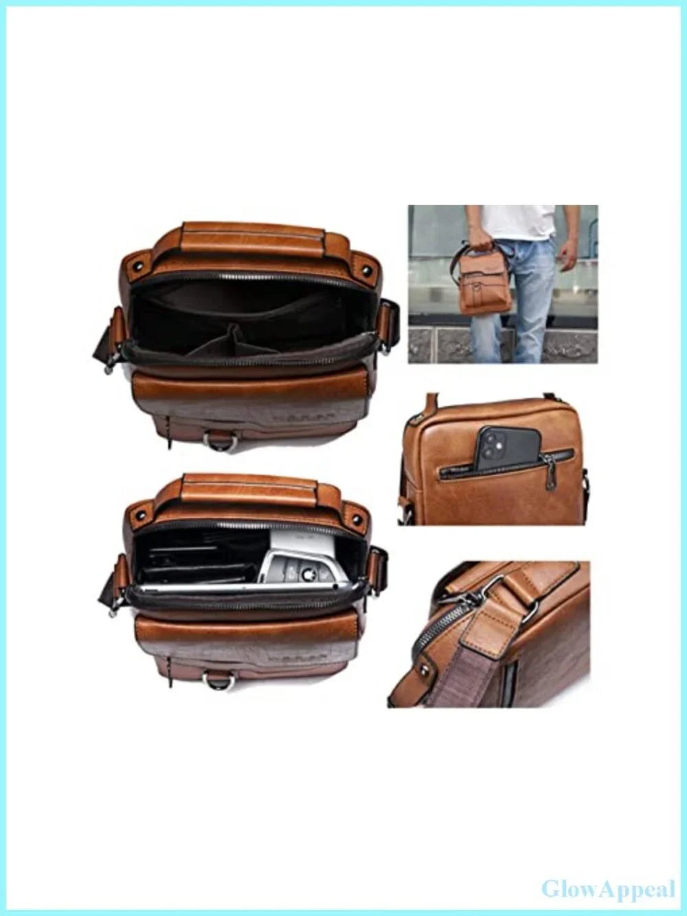 PU Leather Messenger Bag Crossbody Shoulder Bag Vintage Handle